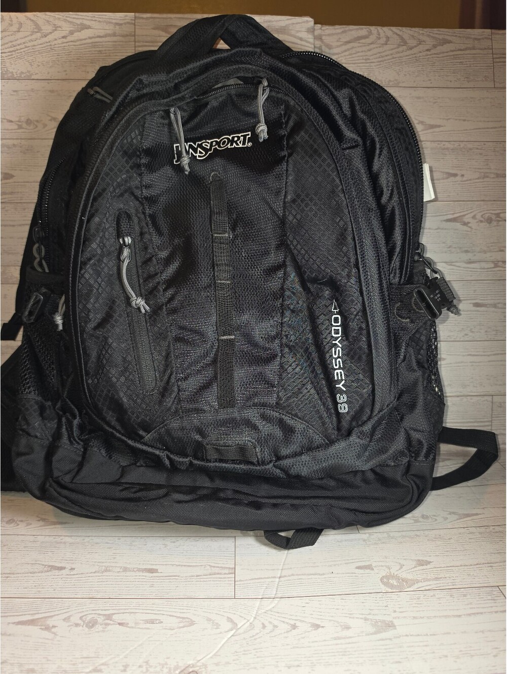 JanSport Odyssey 39 Backpack Black Large Hiking Travel Laptop Multi Pocket